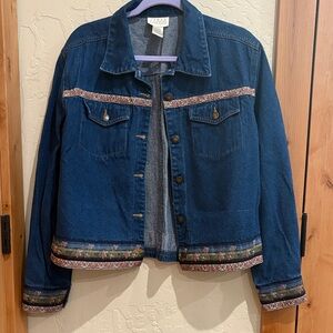 Cedar Canyon Clothing Company Embellished Jean Jacket Size Large VINTAGE